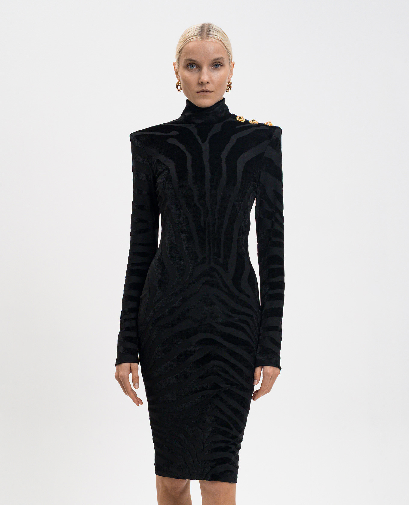 

Black dress with woven animalistic pattern Balmain