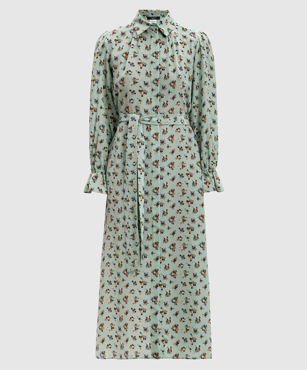 max mara weekend green dress Max Mara Weekend Green Floral GIUDY Long Printed Silk Dress – Think Bubbles main image 0