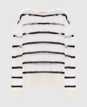 Twinset White striped wool jumper 252TP3252