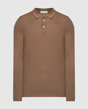 Cashmere&Whiskey Brown wool polo shirt MU7622318465RI