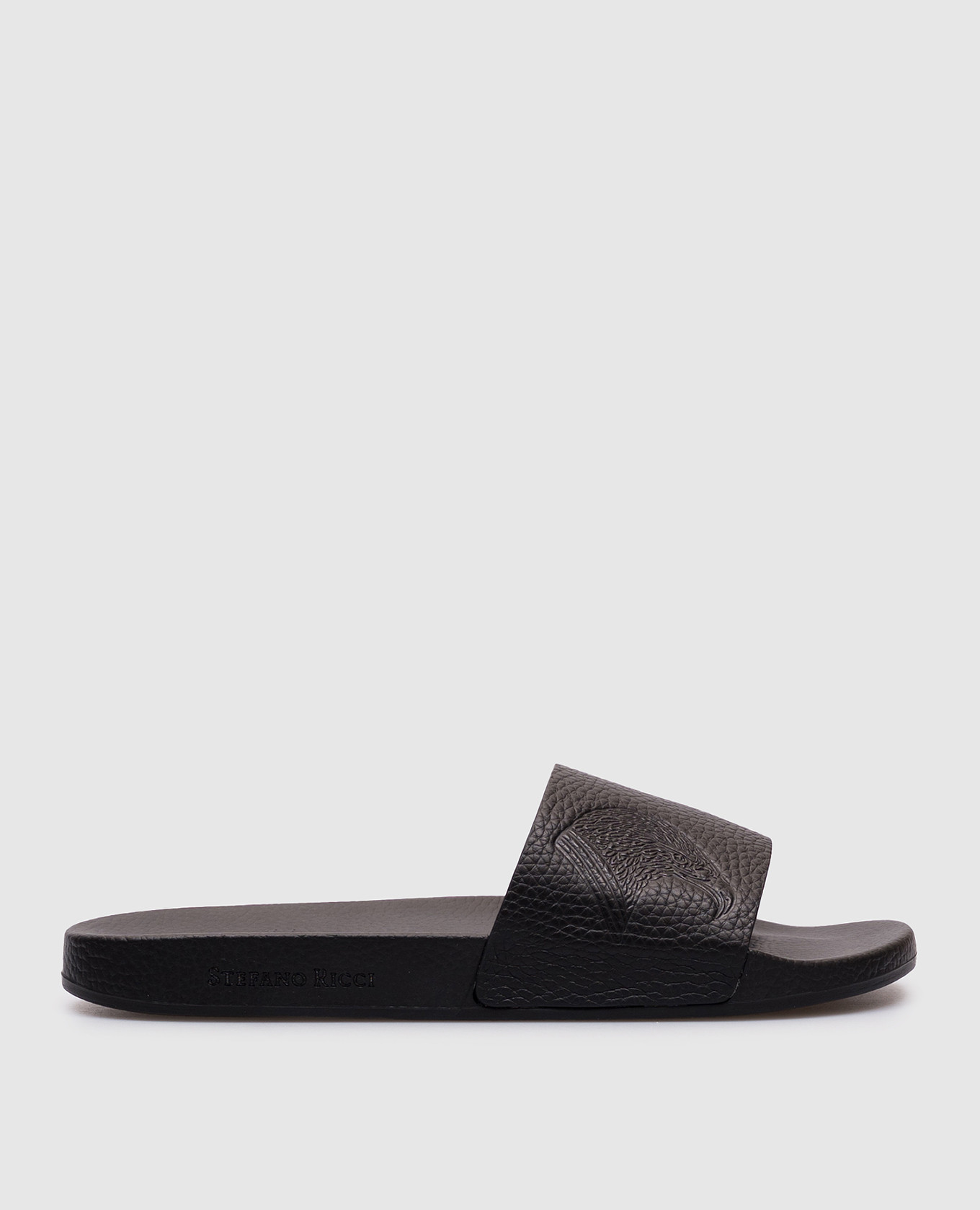 

Black leather sliders with logo Stefano Ricci