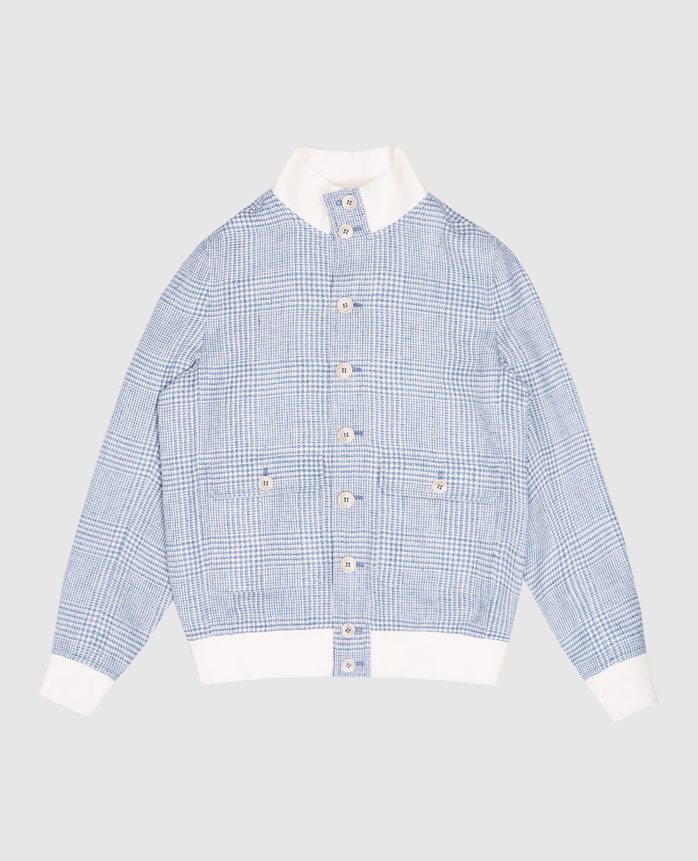 

Children's blue jacket made of linen, wool and silk in a pattern Brunello Cucinelli, Синий