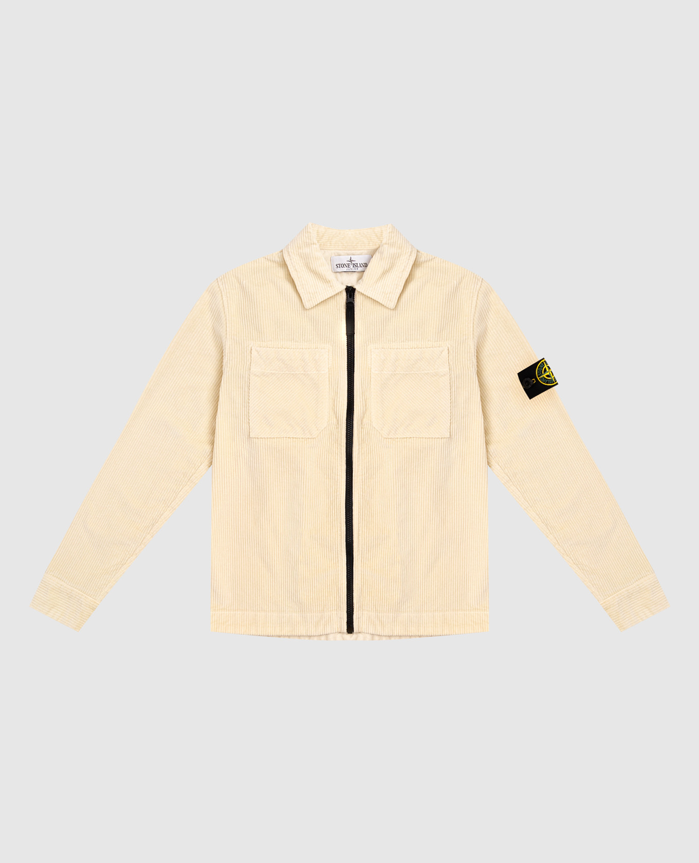 Children&#39;s yellow corduroy jacket with logo patch Stone Island