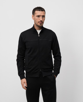 Stefano Ricci Black sports jacket with silk and leather inserts K818922R31T25170
