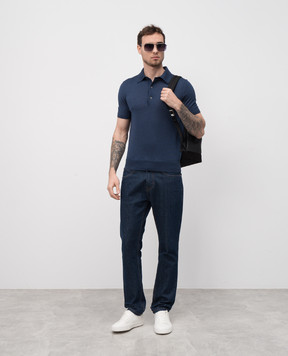 Tom Ford Blue cashmere and silk polo shirt KPS027YMK005S23
