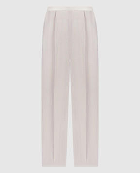 Agnona Beige pants with silk logo print T70608YJ5004