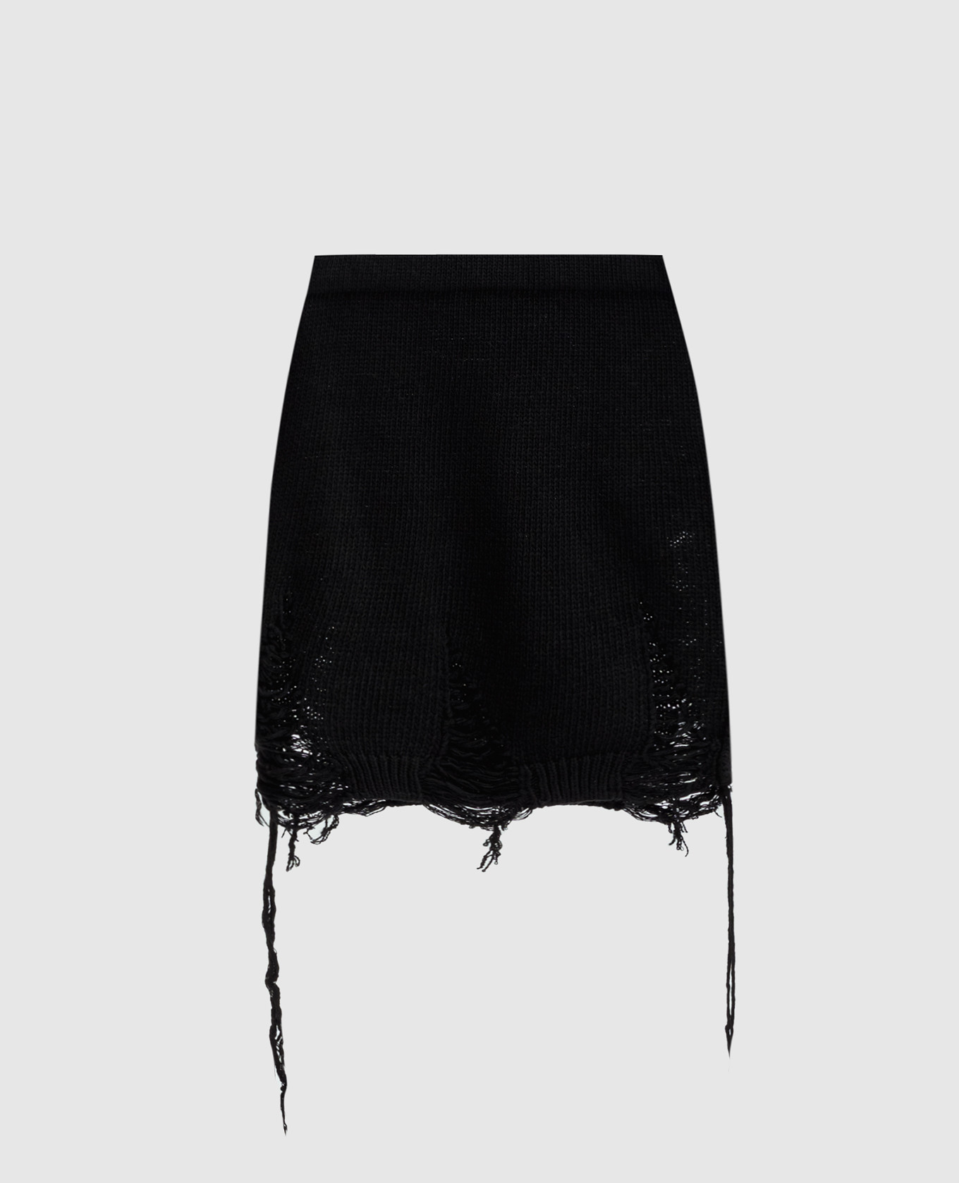 

Black mini skirt with wool and fringe SSHEENA, Черный