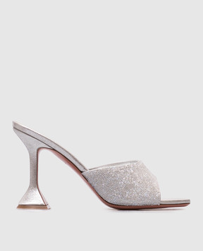 Amina Muaddi Lupita silver mules with crystals 14S363513LUP