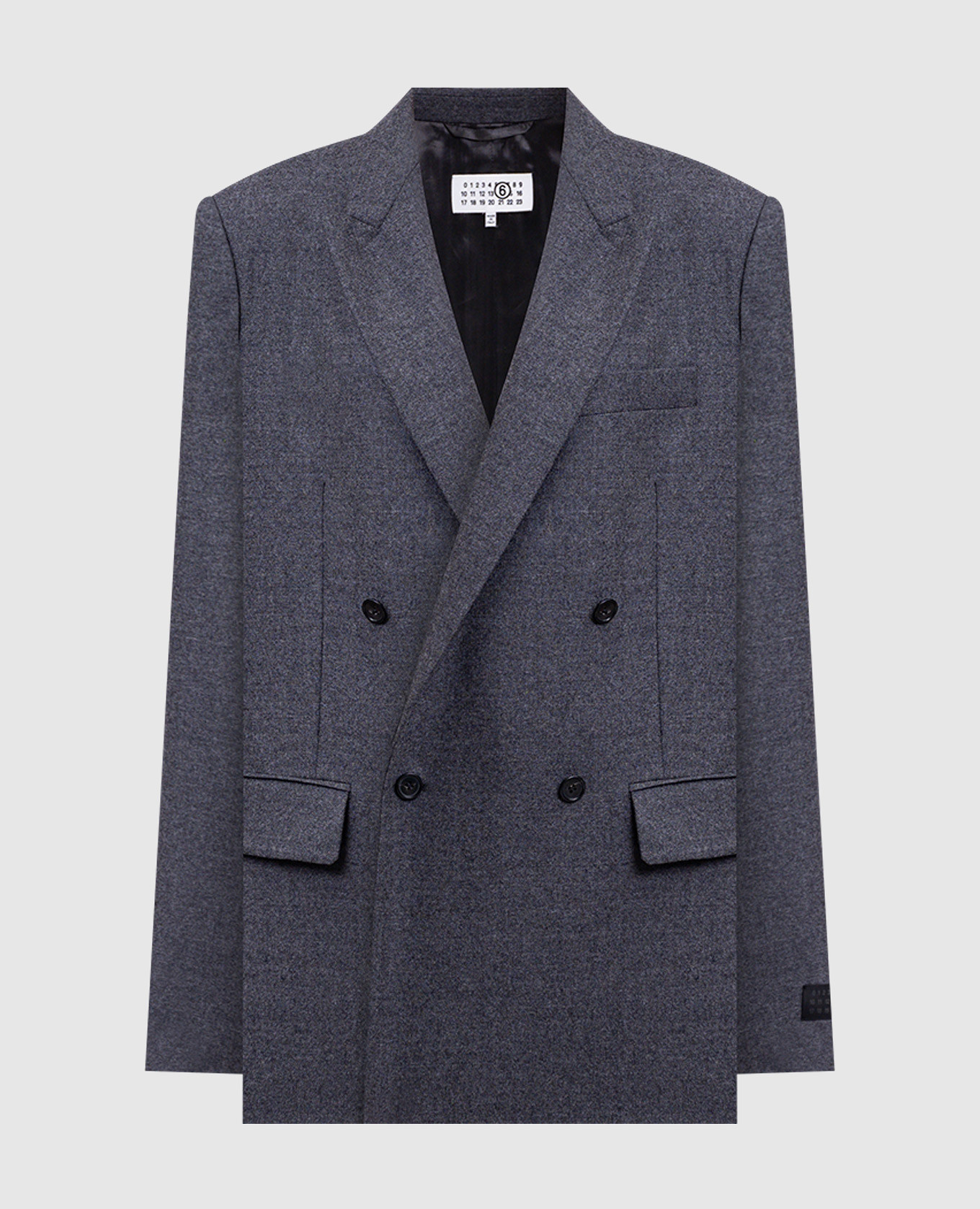 Grey double-breasted wool jacket with logo patch Maison Margiela MM6
