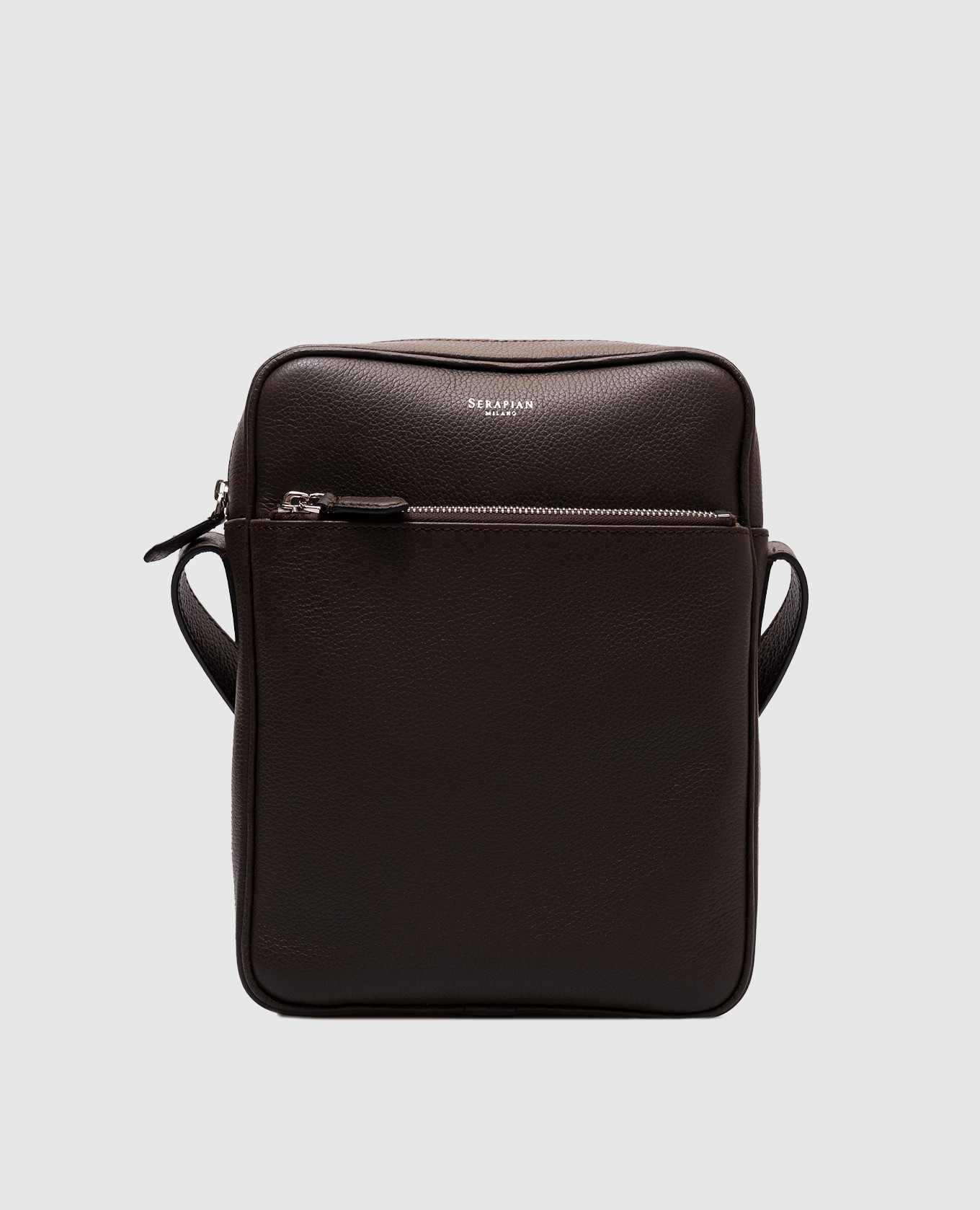 

Brown leather bag NORTH SOUTH with logo Serapian