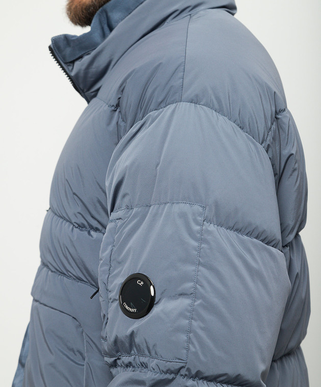 C.P. Company - Blue Nycra-R down jacket with logo patch