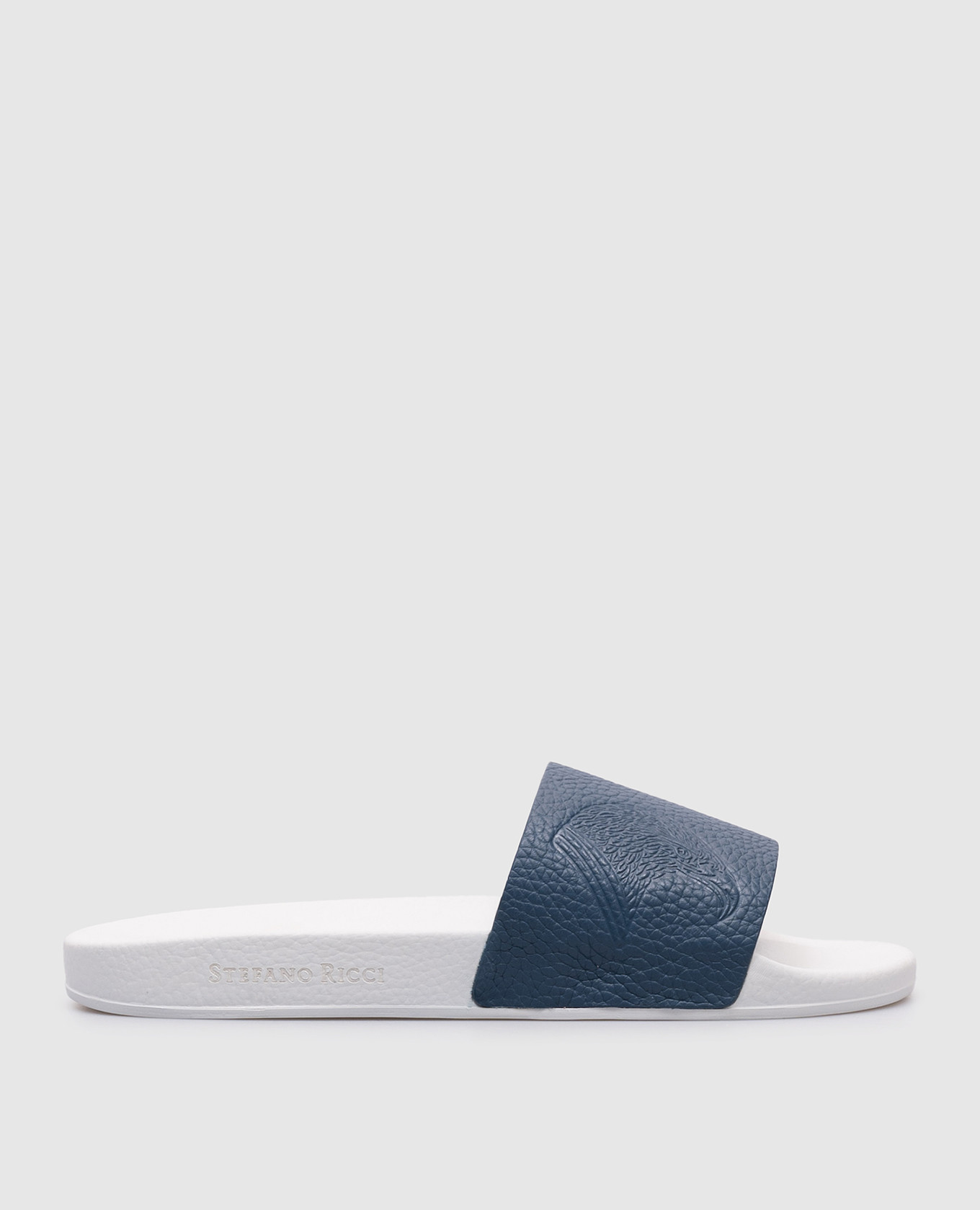 

Blue leather sliders with logo Stefano Ricci