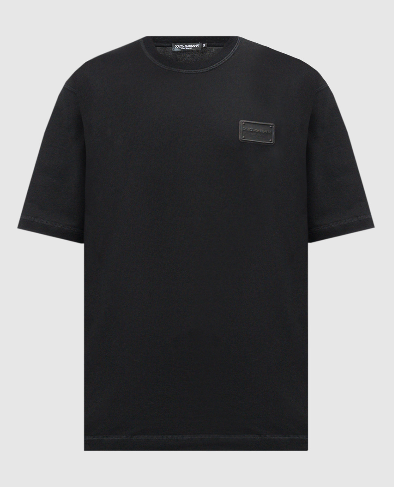 Black t-shirt with textured logo patch dolce&gabbana