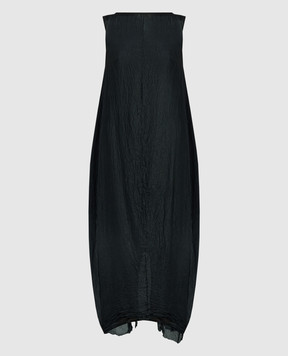 Marc Le Bihan Black dress made of silk with a reaper effect 2119