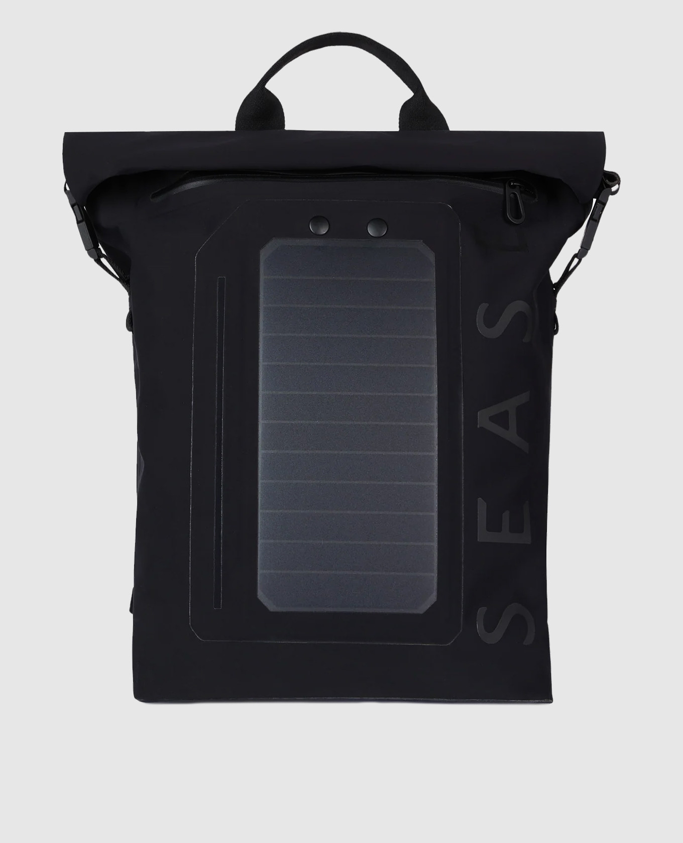 

Mission Led black backpack with solar panel Sease