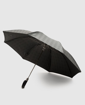 Pasotti Milford gray folding umbrella with leather handle OMITUO64SMILFORD2