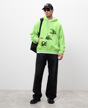 Off-White Green hoodie with crystal logo OMBB085S25FLE006