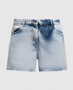 Twinset Blue denim shorts with logo embroidery 251AP2450