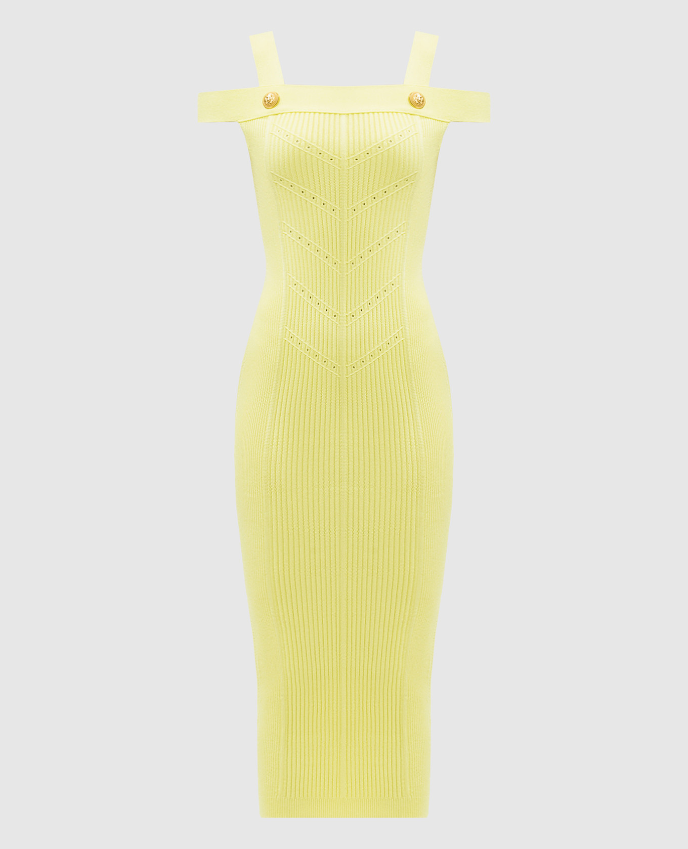 

Yellow midi dress with a textured pattern Balmain