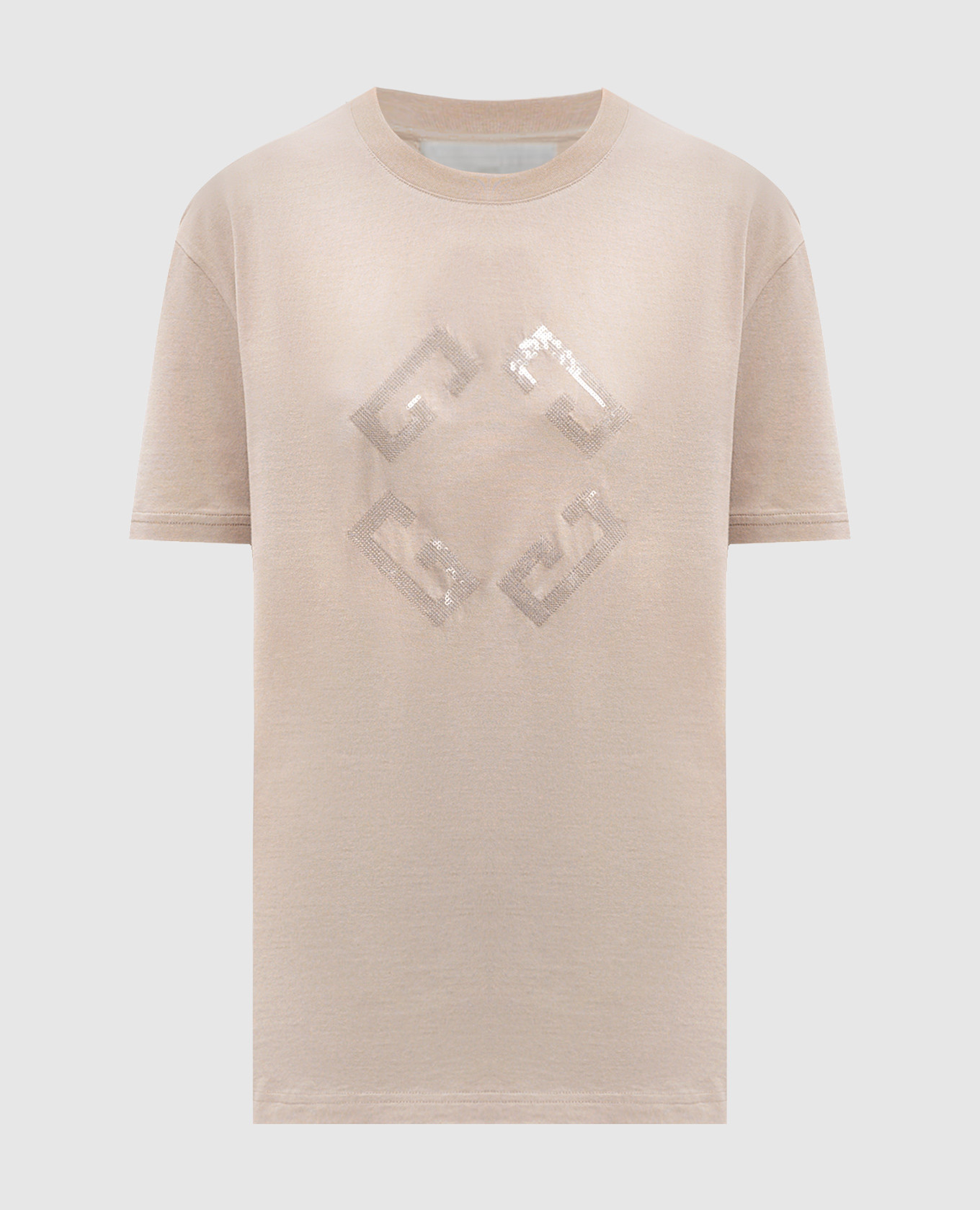 Beige t-shirt with 4G logo made of sequins Givenchy