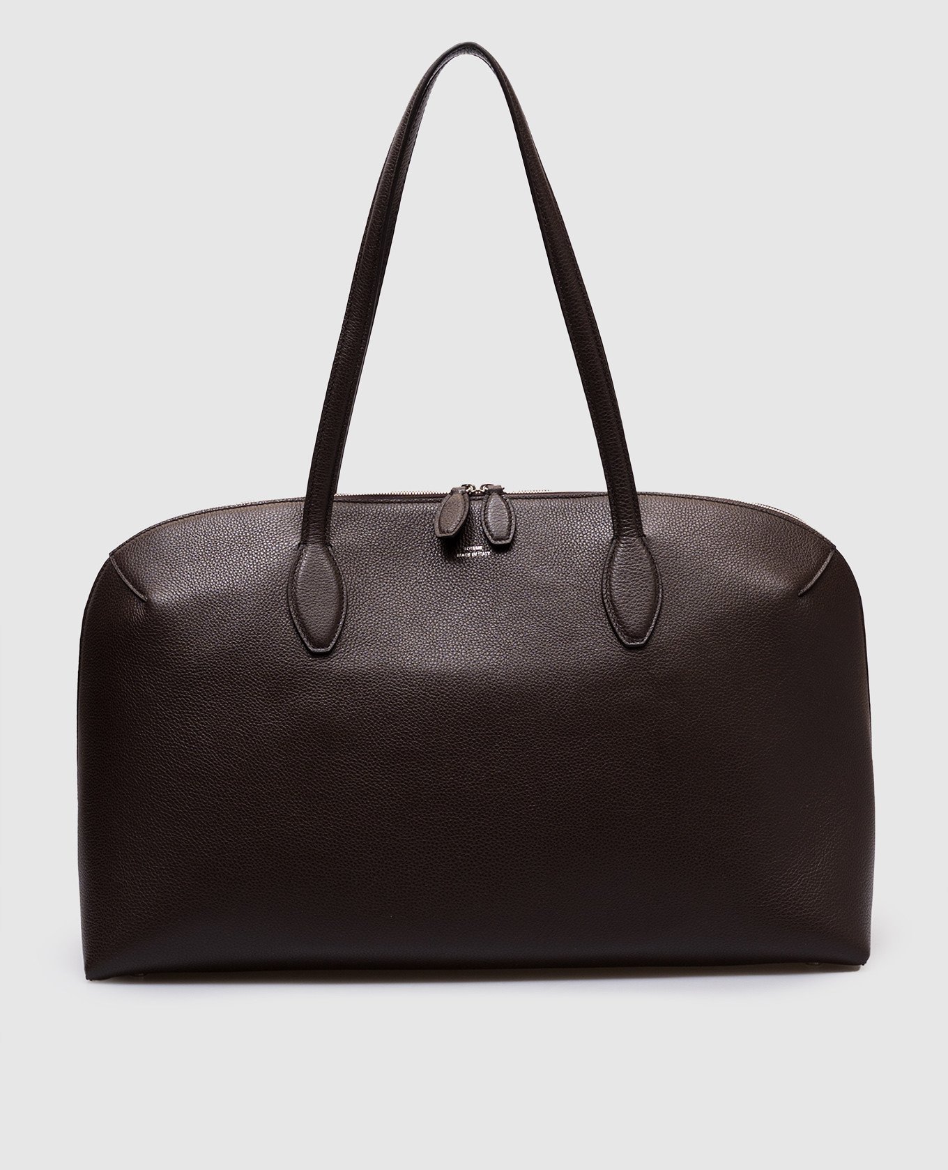 

Brown leather tote bag with logo Toteme