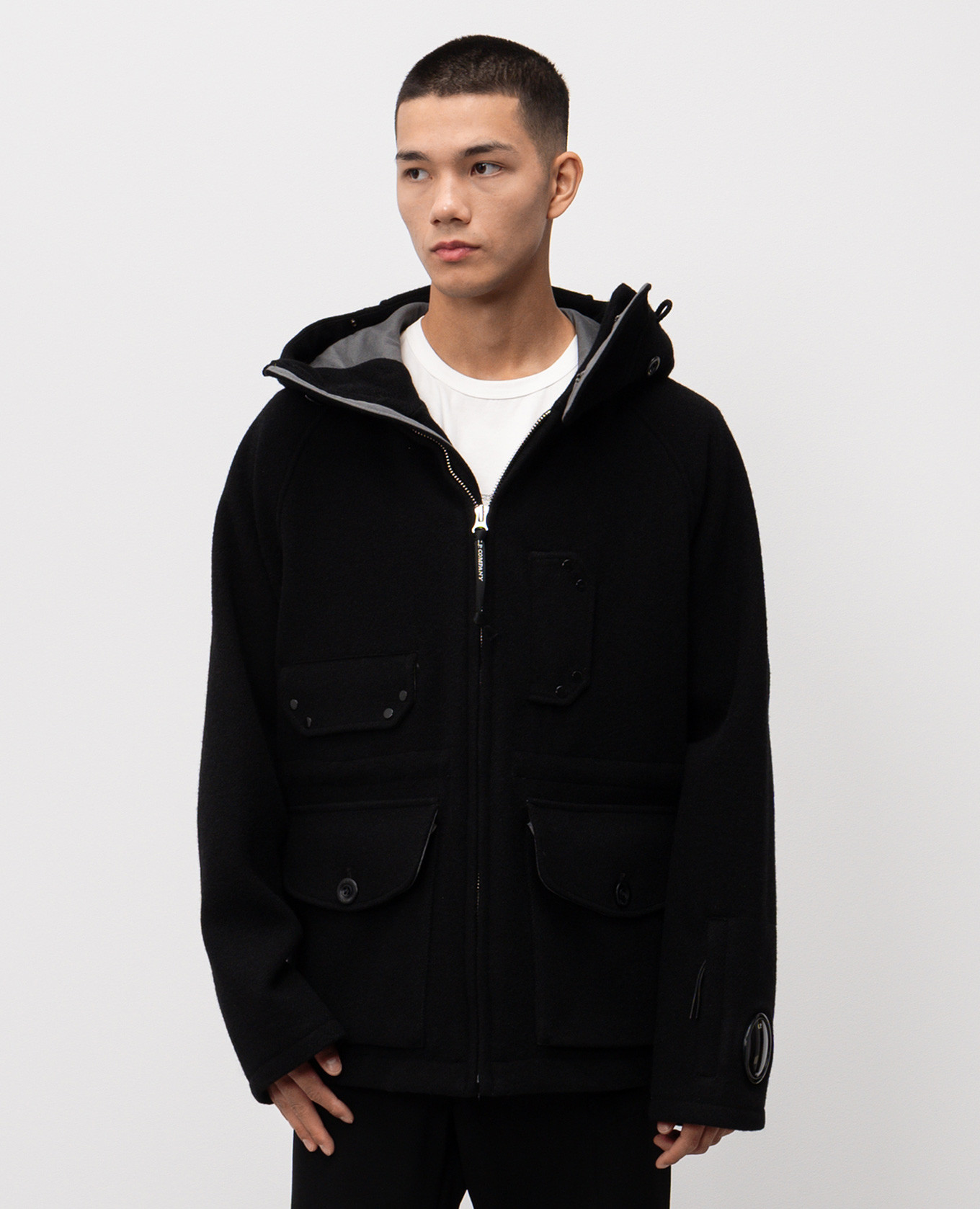 

Black wool jacket with logo C.P. Company