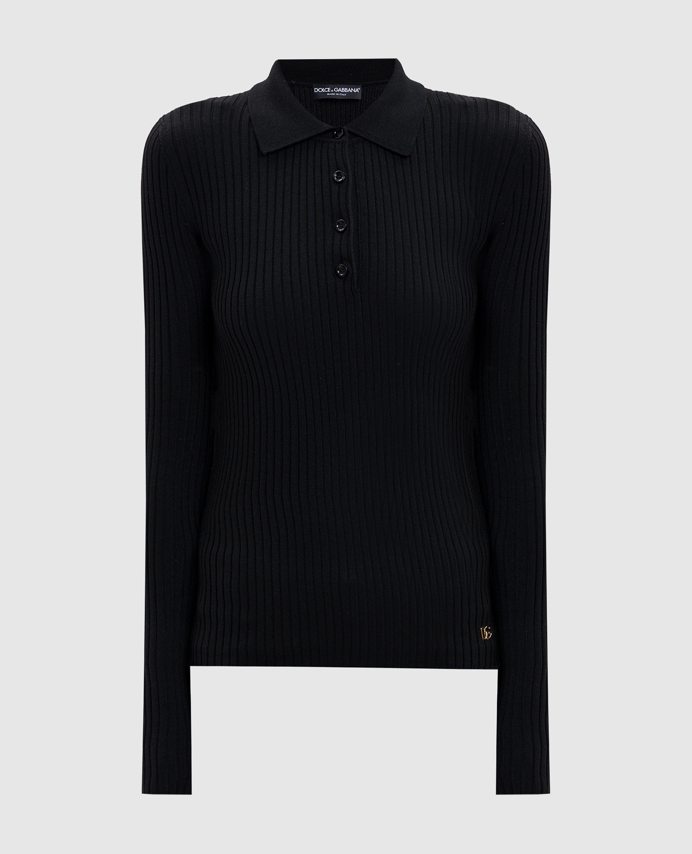 

Black ribbed wool polo shirt Dolce&Gabbana