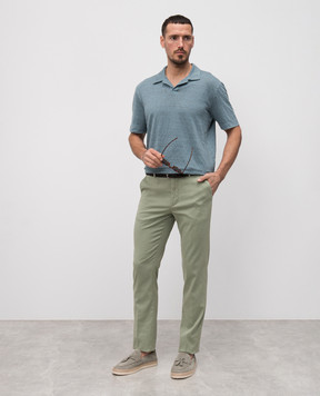 Canali Blue linen polo shirt MJ02244T0870