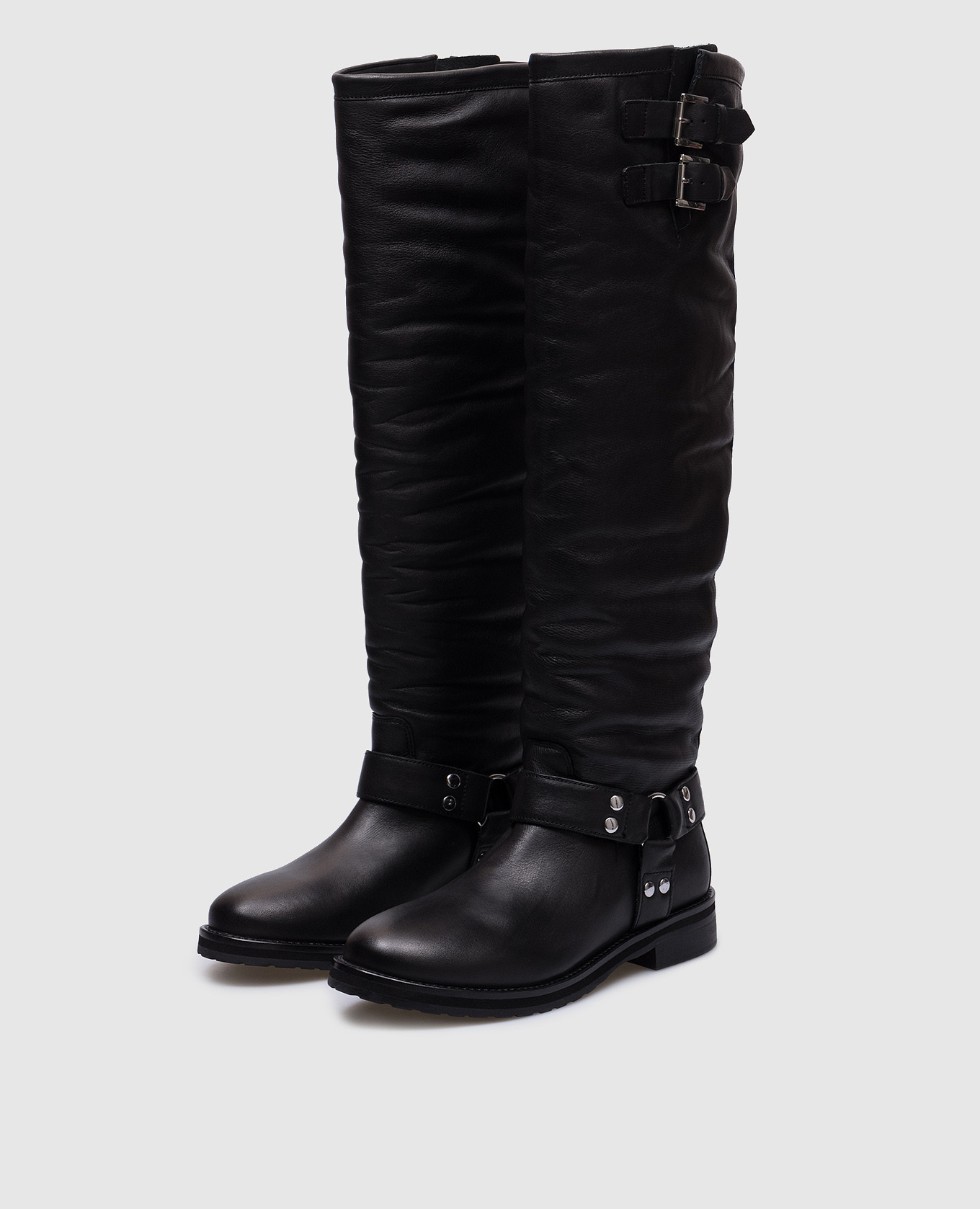 

Darcy Logo Embossed Black Leather Boots Twinset