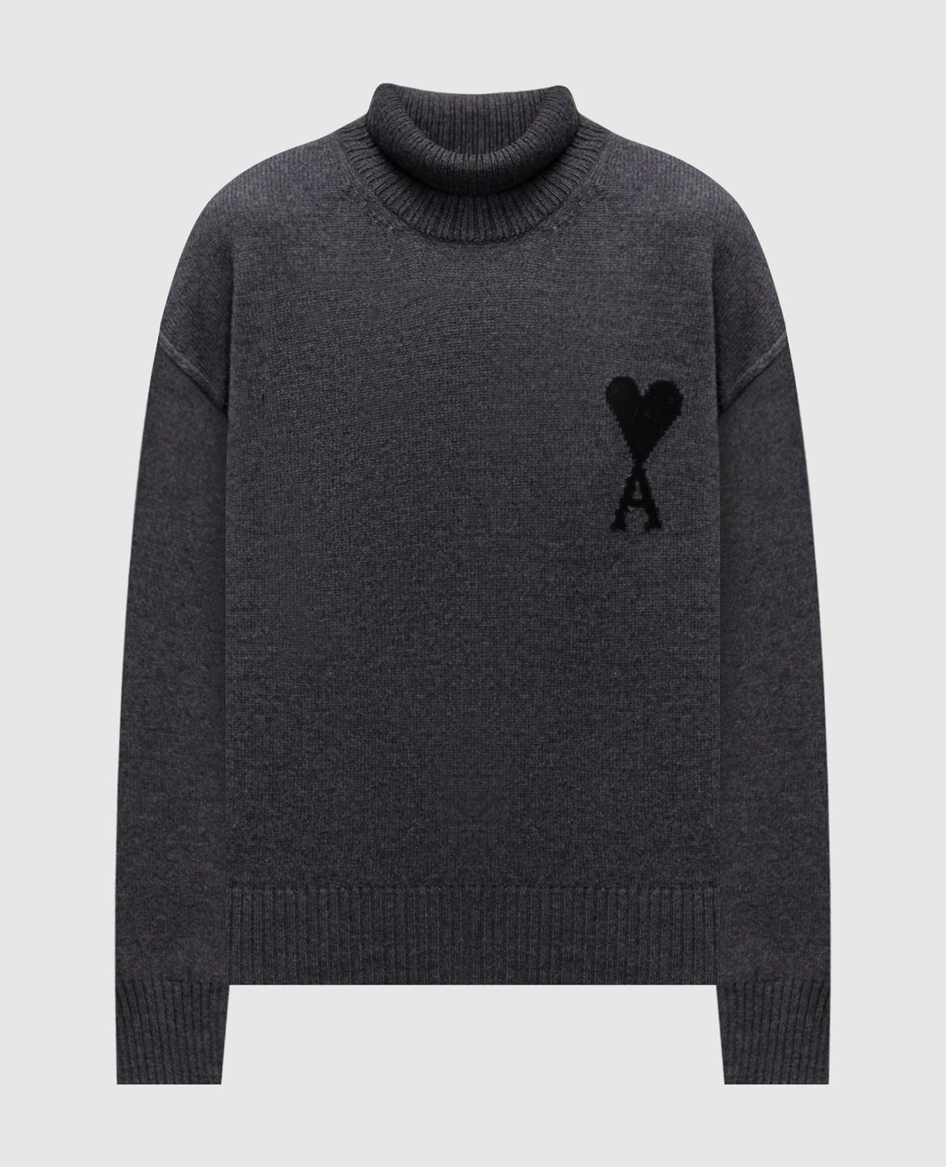 Grey wool sweater with emblem Ami Paris