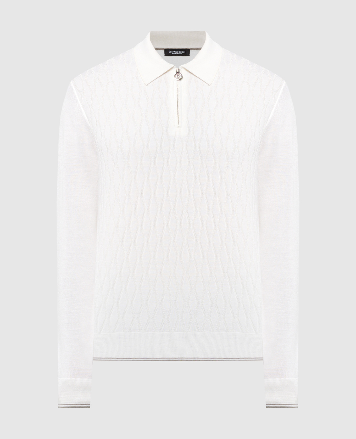 

White jumper made of wool and silk in a textured pattern Stefano Ricci