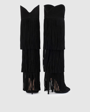 Le Silla ANDY black suede boots with fringe 2260E100RCPPPOW