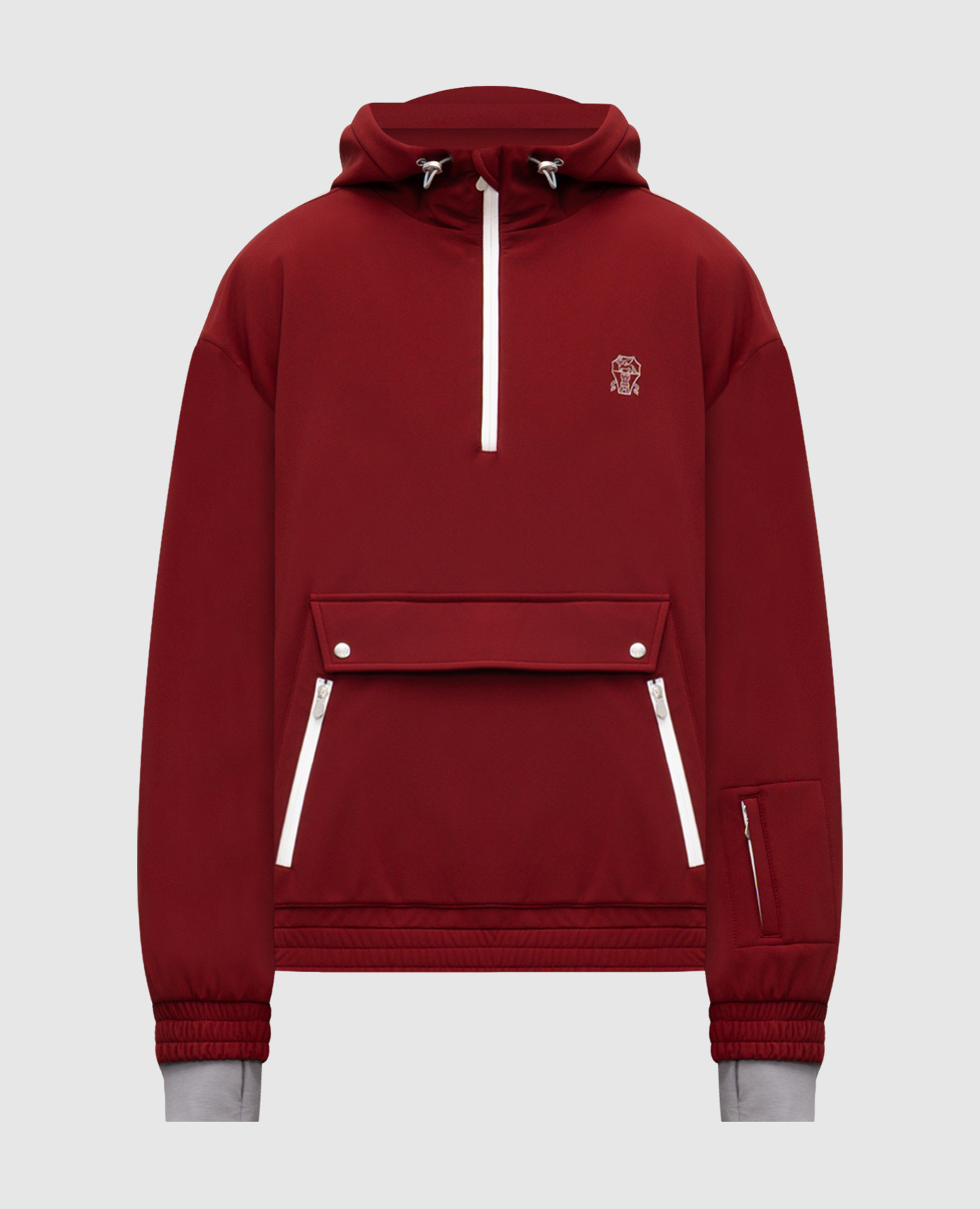 

Burgundy anorak with embroidered logo emblem Brunello Cucinelli