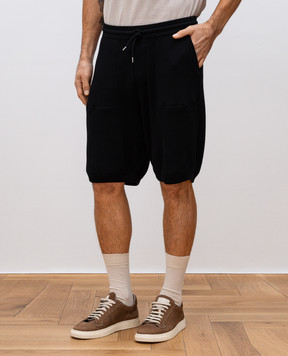 Brunello Cucinelli Black ribbed shorts M29200439G