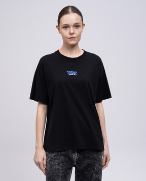 Dondup Black T-shirt with logo print DS034JF0350DIV3