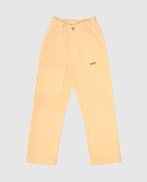 Off-White Beige pants with logo print OBCA007S24FAB001