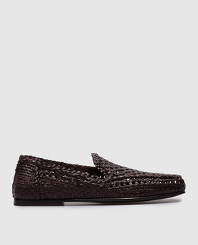 Dolce&Gabbana Brown leather braided loafers A50634AZ870