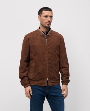 Stefano Ricci Brown suede jacket with perforations MDJ51000407200