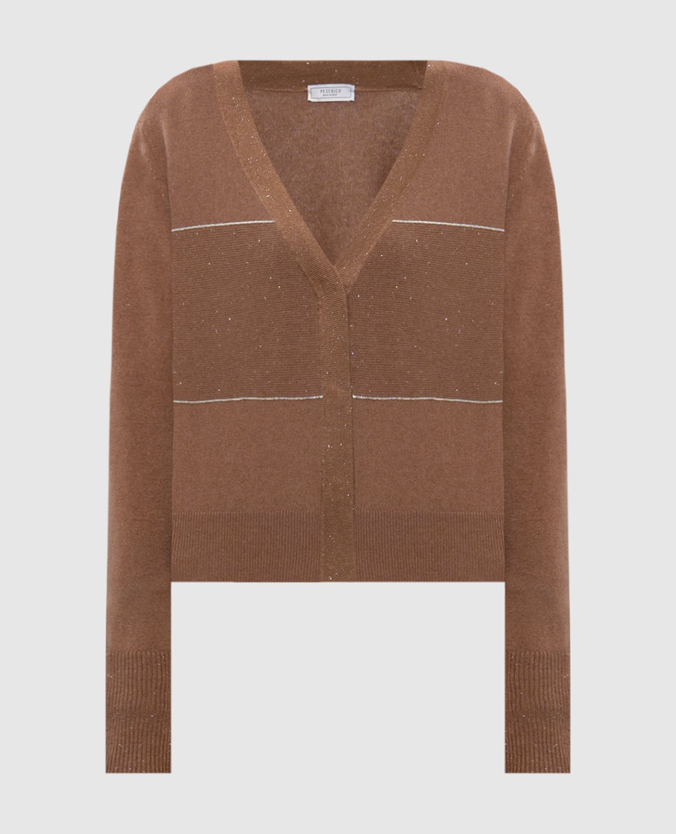 

Brown wool, silk and cashmere cardigan with monil chain Peserico