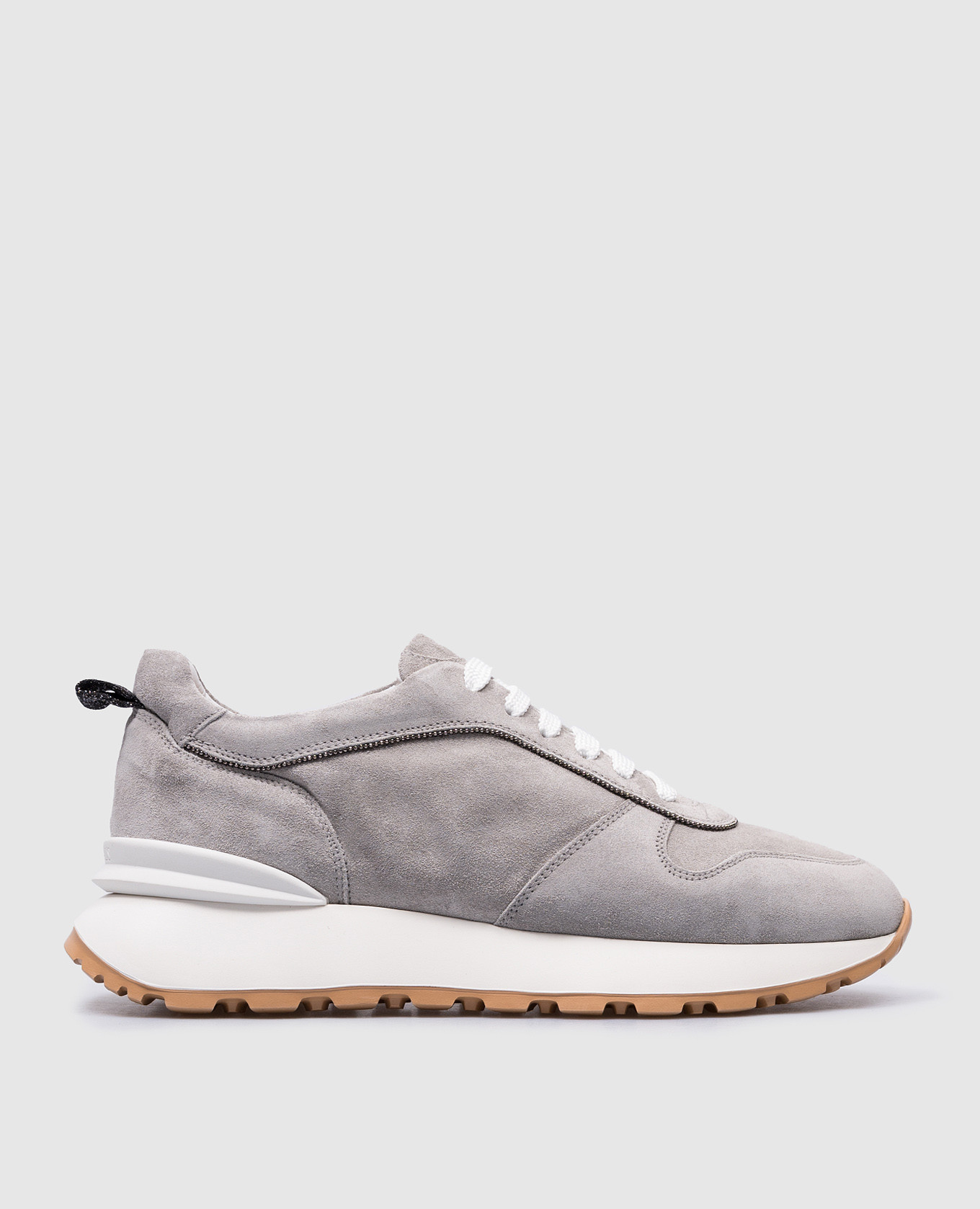 

Gray suede sneakers with monil chain Doucal's, Серый