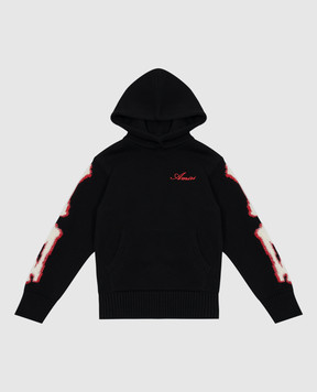 AMIRI Bones Black Logo Embroidered Hoodie For Kids AKKNHD1001
