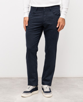 Scissor Scriptor Blue wool and cashmere pants with monogram COSTANTINOT12727138