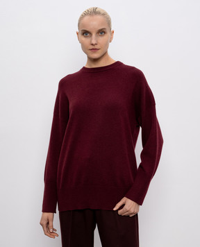 Brunello Cucinelli Burgundy cashmere jumper with monil chain M12707300P