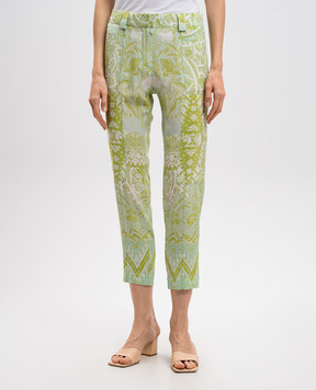 Roberto Cavalli Green printed silk pants XPT205SQA49