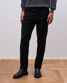 Bertolo Cashmere Black wool and cashmere trousers 000290001391