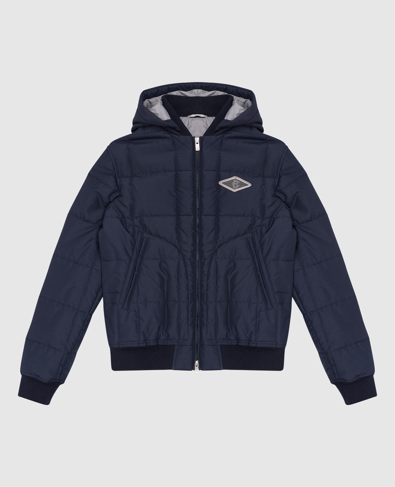 Children's blue wool and silk jacket with logo brunello cucinelli
