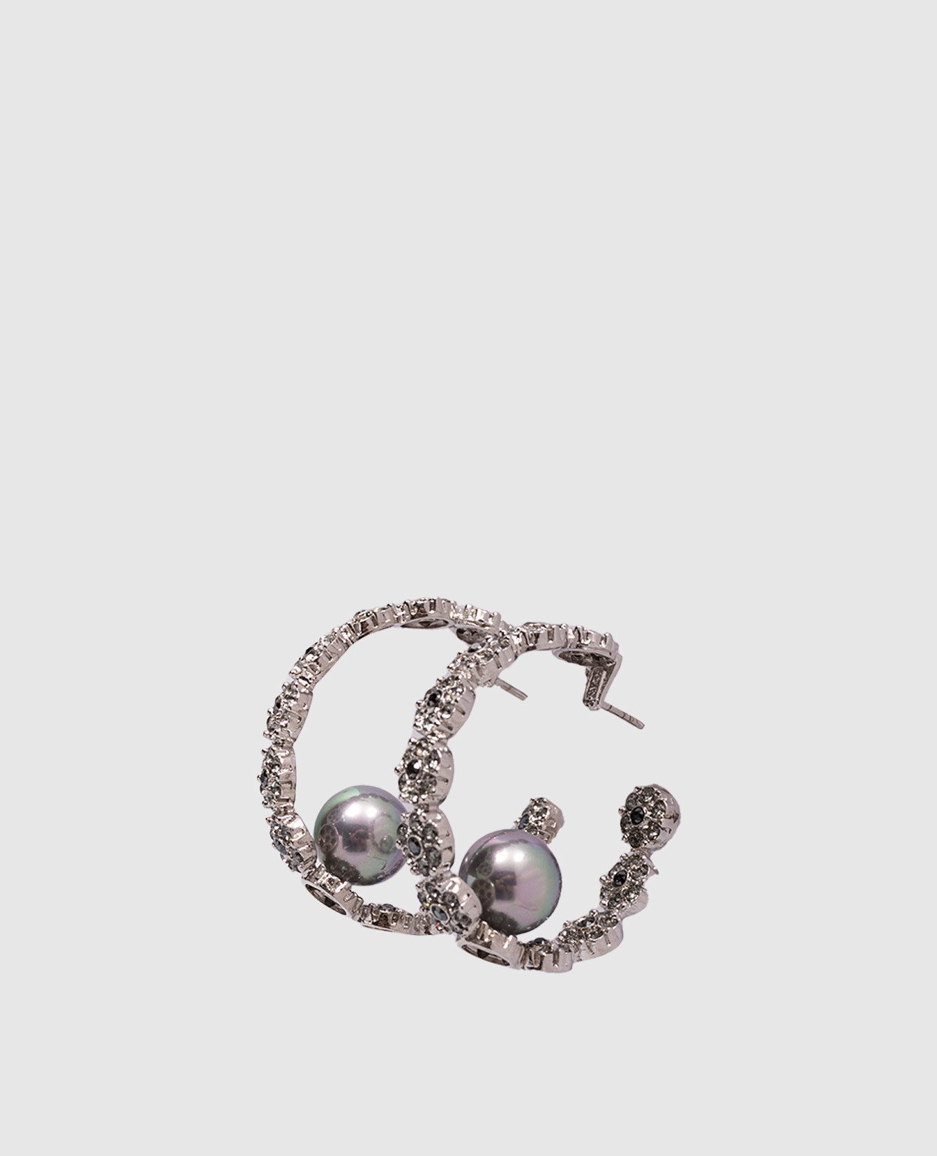 

Rhodium-plated silver Congo earrings with beads and crystals Madreperla