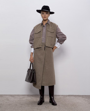 Brunello Cucinelli Beige wool skirt with a smell MP565G3897