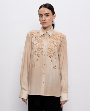 Ermanno Scervino Beige shirt with openwork embroidery D462K764EMY