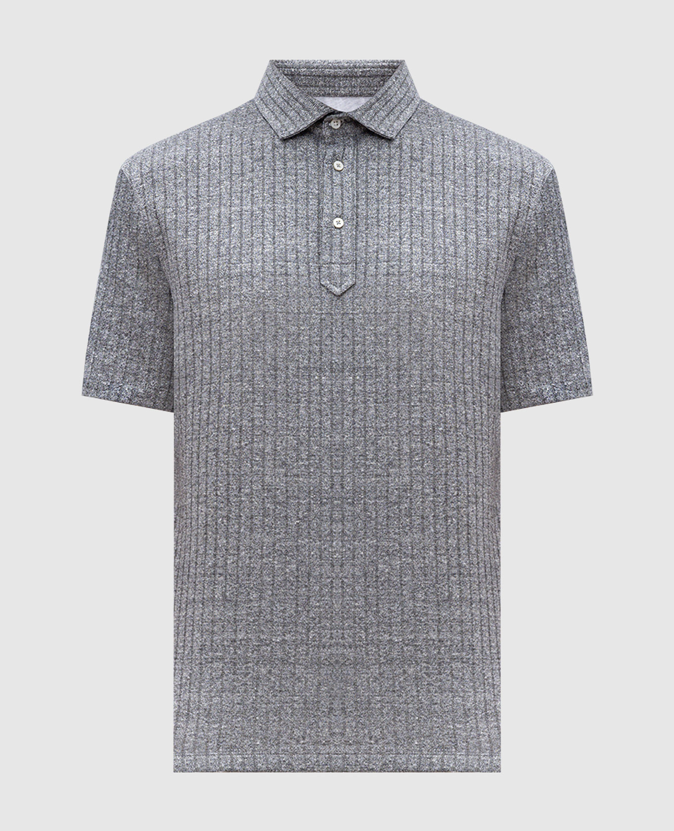 Gray polo with linen Brunello Cucinelli